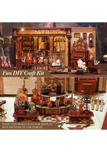 Bach Strings - 2025 Yeni Stil Mini Book Nook Kiti, Kendin Yap Oyuncak Bebek Evleri, Minyatür Ev Kiti, LED Işıklı, Booknook Evleri, Model Yapı Setleri (CWGB404) - Bach Yaylı Çalgılar fiyatları