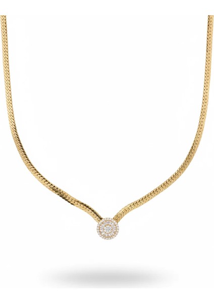 Oval Trapez Altın Kolye