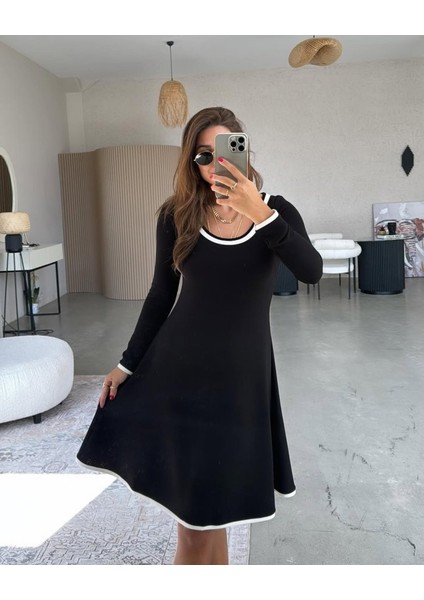 Ulak Handmader Kadın Uzun Kollu Yuvarlak Yaka Midi Viskon Iki Iplik Elbise modelleri