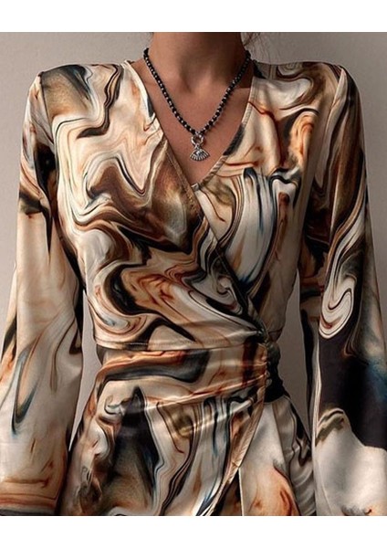 Ulak Handmader Kadın Uzun Kollu Kruvaze Yakalı Asimetrik Detaylı Mini Modal Elbise fiyatları