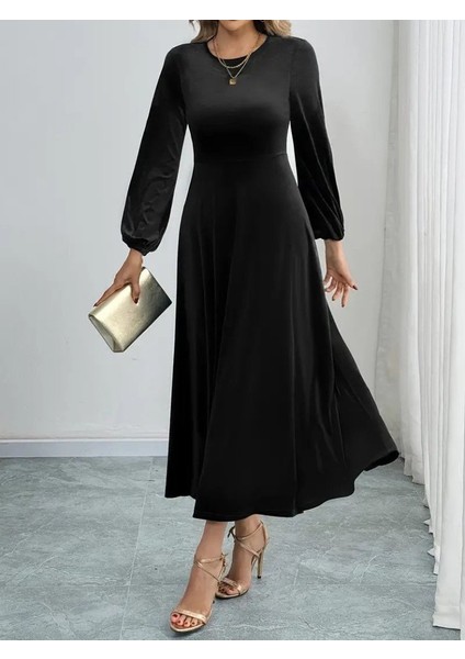 Ulak Handmader Kadın Uzun Kollu Bisiklet Yaka Midi Kadife Elbise indirimleri