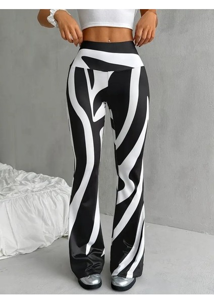 Ulak Handmader Kadın Yüksek Bel Zebra Desenli Dalgıç Tayt fırsatları