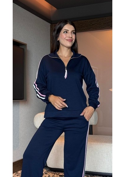 Ulak Handmader Kadın Uzun Kollu Fermuarlı Viskon Iki Iplik Bluz ve Pantolon Ikili Takım modelleri