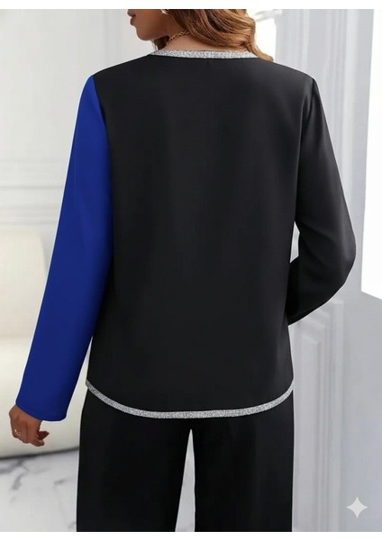 Ulak Handmader Kadın Uzun Kollu V Yakalı Pul Payet Işlemeli Ithal Krep Bluz fırsatları