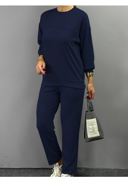 Ulak Handmader Kadın Uzun Kollu Bisiklet Yaka Viskon Iki Iplik Bluz ve Pantolon Ikili Takım fiyatları