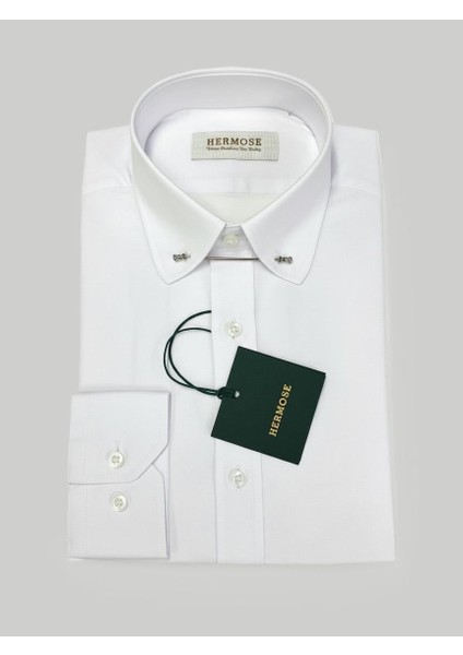 Beyaz Iğneli Yaka Erkek Gömlek