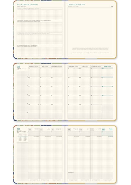2026 Dikey Haftalık Ajanda 12 Aylık Sert Kapak 18 x 20 cm - Yeşil indirimleri
