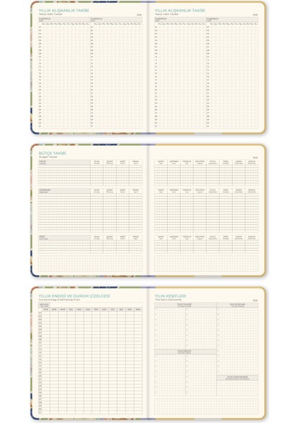 2026 Dikey Haftalık Ajanda 12 Aylık Sert Kapak 18 x 20 cm - Yeşil