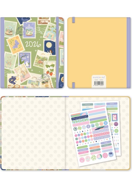 2026 Dikey Haftalık Ajanda 12 Aylık Sert Kapak 18 x 20 cm - Yeşil