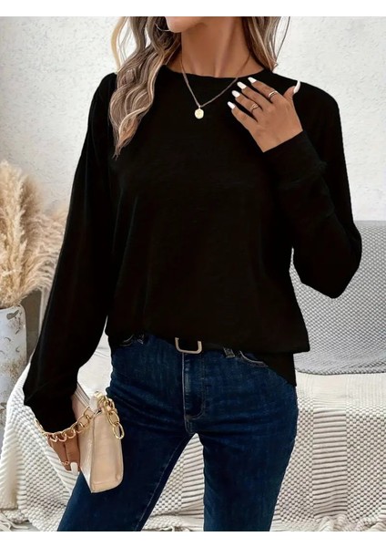 Ulak Handmader Kadın Uzun Kollu Bisiklet Yaka Viskon Bluz