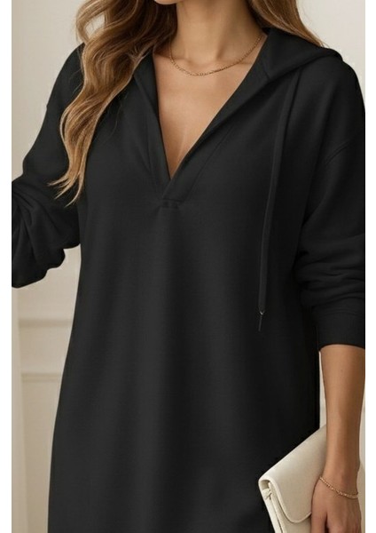 Ulak Handmader Kadın Uzun Kollu Kapüşonlu Yakası Açık Modal Elbise fiyatları