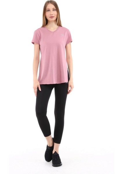 Kadın %100 Pamuk V Yaka T-Shirt Fragum Pembe indirimleri