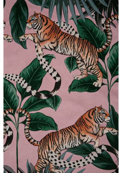 Kaplan Desen Kadife Kırlent Kılıfı Pembe V1 50X50 modelleri