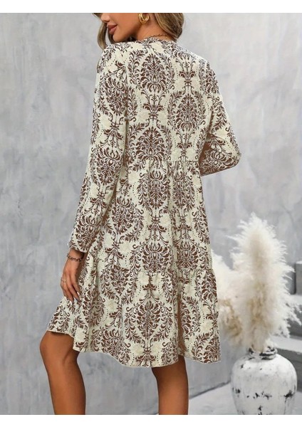 Ulak Handmader Kadın Uzun Kollu V Yakalı Fırfırlı Mini Süprem Elbise fırsatları