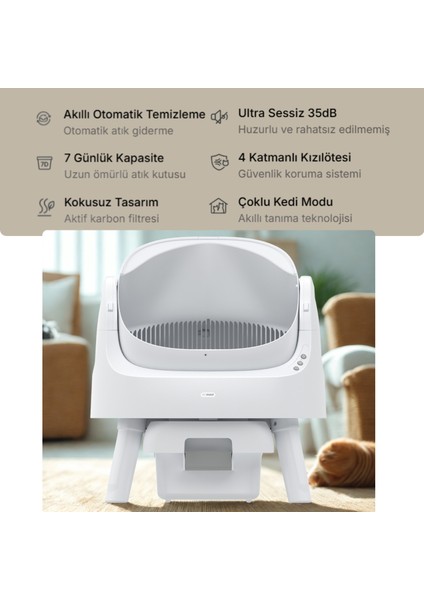 Autoscooper 11 Açık Üst Akıllı Otomatik Kedi Tuvaleti | Büyük Irklar İçin Uygun, Akıllı Sensör, Koku Hapsetme fiyatları