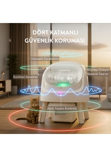 Autoscooper 11 Açık Üst Akıllı Otomatik Kedi Tuvaleti | Büyük Irklar İçin Uygun, Akıllı Sensör, Koku Hapsetme fırsatları