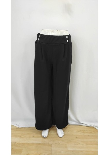 Ulak Handmader Kadın Beli Lastikli Düğmeli Ithal Krep Pantolon