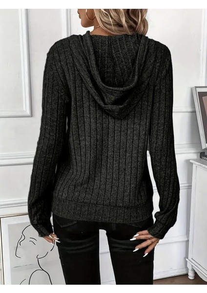 Ulak Handmader Kadın Uzun Kollu Kapşonlu Bağcıklı Şardonlu Kaşkorse Bluz fırsatları