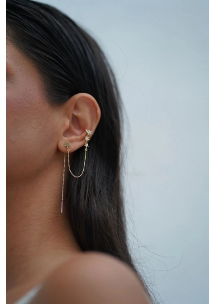 Yıldız Detaylı Altın Earcuff Kıkırdak Küpe Piercing fiyatları