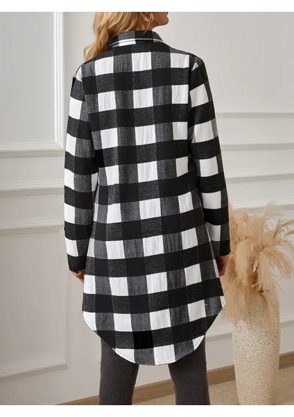 Ulak Handmader Kadın Uzun Kollu Ekoseli Önden Düğmeli Dokuma Uzun Gömlek fırsatları