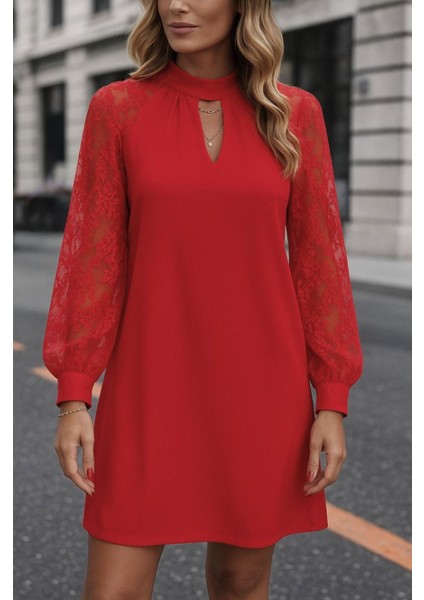 Ulak Handmader Kadın Uzun Kollu Damla Detaylı Sandy Mini Elbise