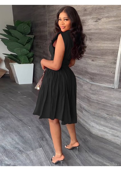 Ulak Handmader Kadın Yakalı Belden Oturmalı Önden Büzgülü Dokuma Mini Elbise fiyatları