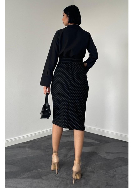 Ulak Handmader Siyah Çizgili Poliviskon Etek modelleri