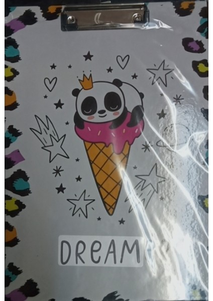 Sekreterlik St-20 Panda Dondurma Desenli Kapaksız +Lizi A5 Renkli Çizgili Defter