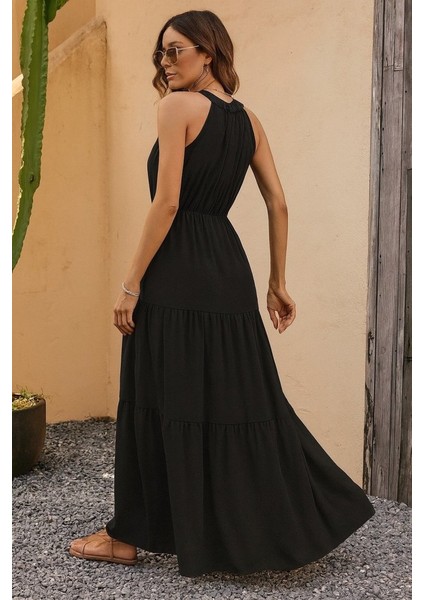 Ulak Handmader Kadın Kolsuz Halter Yaka Beli Lastiklidesenli Mikro Elbise indirimleri