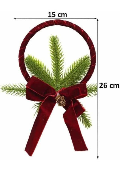 Yılbaşı Kapı Süsü Kadife Kurdeleli Dekoratif Kapı Çelengi 26 cm fiyatları