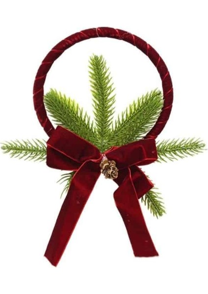 Yılbaşı Kapı Süsü Kadife Kurdeleli Dekoratif Kapı Çelengi 26 cm modelleri