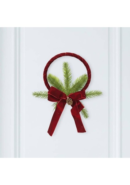 Yılbaşı Kapı Süsü Kadife Kurdeleli Dekoratif Kapı Çelengi 26 cm fırsatları