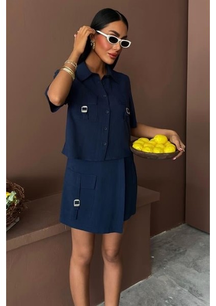 Ulak Handmader Gömlek Şort Etek Viscon Keten Takım 10162 indirimleri