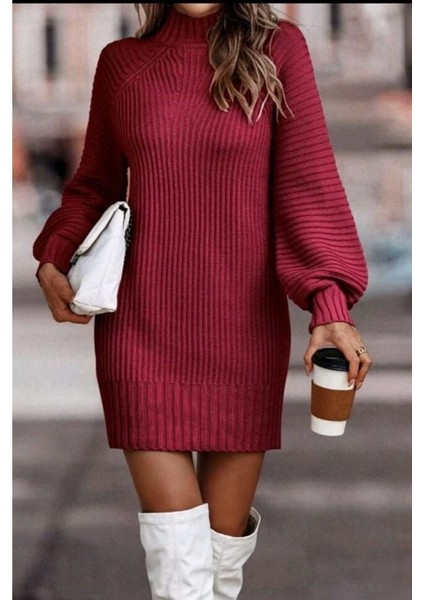 Ulak Handmader Kadın Uzun Kollu Balıkçı Yaka Mini Triko Elbise fiyatları