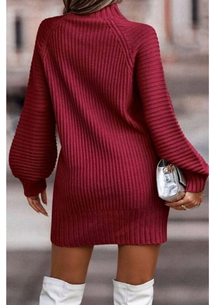 Ulak Handmader Kadın Uzun Kollu Balıkçı Yaka Mini Triko Elbise modelleri