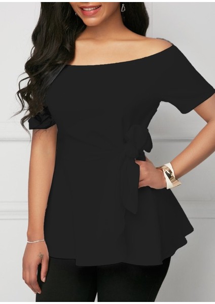 Ulak Handmader Kadın Kısa Kollu Madonna Yaka Yandan Bağlamalı Ithal Krep Bluz fiyatları