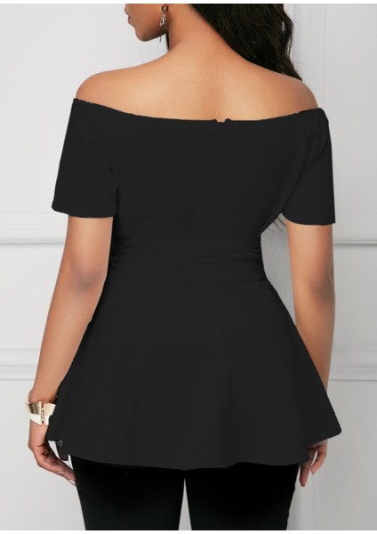 Ulak Handmader Kadın Kısa Kollu Madonna Yaka Yandan Bağlamalı Ithal Krep Bluz modelleri