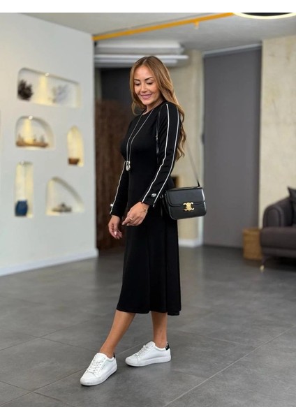 Ulak Handmader Kadın Uzun Kollu Bisiklet Yaka Midi Modal Elbise fiyatları