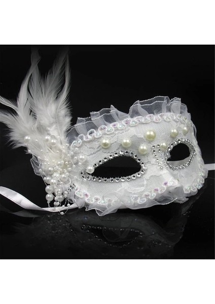 Beyaz Inci Taşlı Parti Maskesi fiyatları