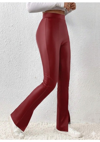 Ulak Handmader Kadın Yüksek Bel Önden Yırtmaçlı Deri Tayt fiyatları