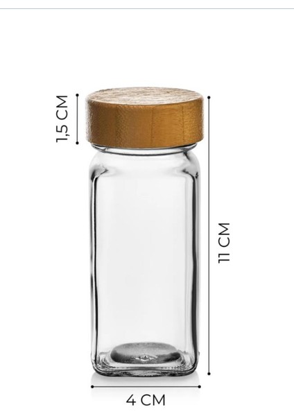 Bambu Kapaklı Kare Cam Baharatlık Takımı 120ML Etiket Hediyeli fiyatları