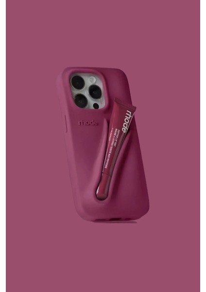 iPhone 13/14/15 Uyumlu Summer Lip Case – Ruj Bölmeli Şeffaf Rujlu Telefon Kılıfı (6.1 Inç)