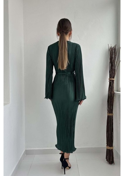 Ulak Handmader Zümrüt Ispanyol Kol Piliseli Elbise fırsatları