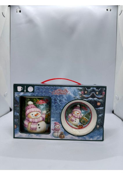 Kardan Adam Temalı Kupa – Tabak – Kaşık 3’lü Hediye Seti | Yılbaşı Özel Koleksiyonu modelleri