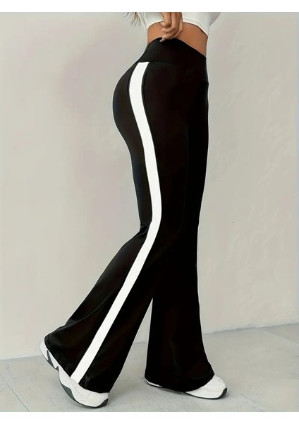 Ulak Handmader Kadın Yüksek Bel Ispanyol Paçalı Yanlardan Şerit Detaylı Dalgıç Tayt Pantolon modelleri