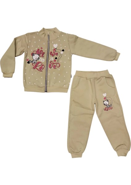 Kız Çocuk Kedili Kalın Hırkalı Takım