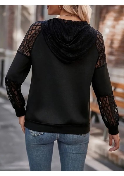 Ulak Handmader Kadın Uzun Kollu Dantelli Kapşonlu Viskon Iki Iplik Bluz indirimleri
