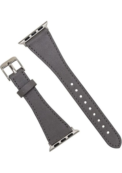Apple Watch Uyumlu Deri Kordon 42-44-45MM Slim Rst9 Gri fırsatları