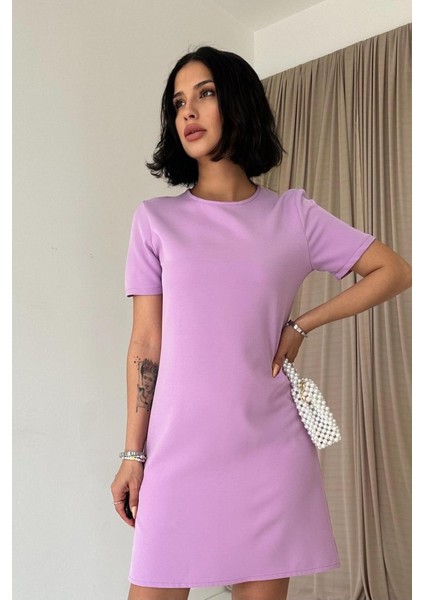 Ulak Handmader Lila Kısa Kol Atlas Mini Elbise fiyatları