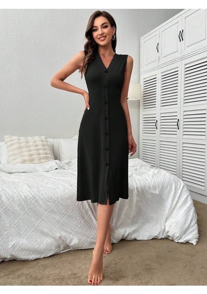 Ulak Handmader Kadın V Yakalı Önden Düğmeli Kaşkorse Elbise fiyatları